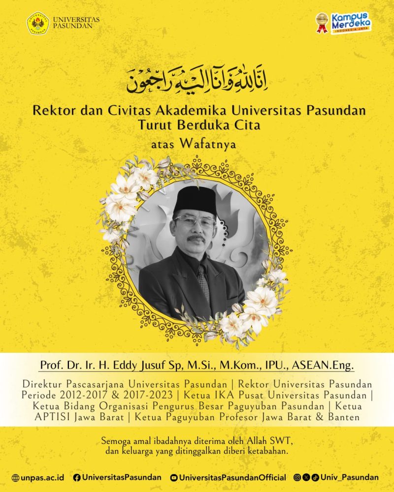 Unpas Berduka, Rektor Unpas Periode 2012-2023 Prof. Eddy Jusuf Berpulang