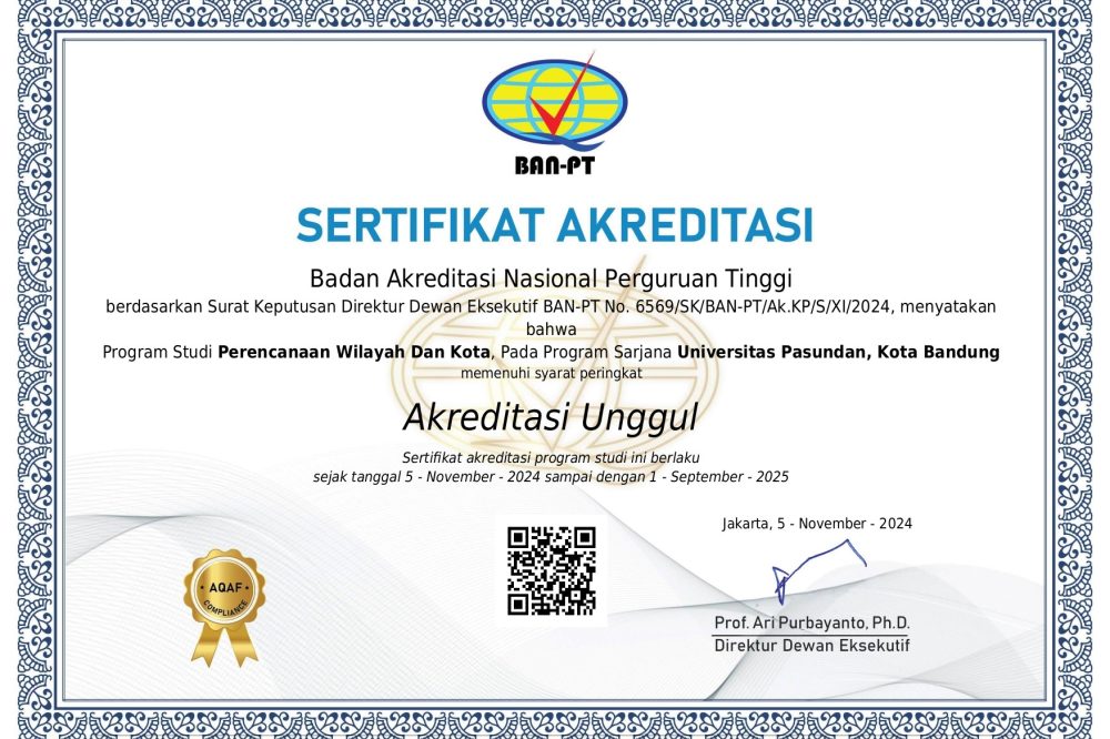 Akreditasi Prodi Perencanaan Wilayah dan Kota FT Unpas Sudah Unggul!