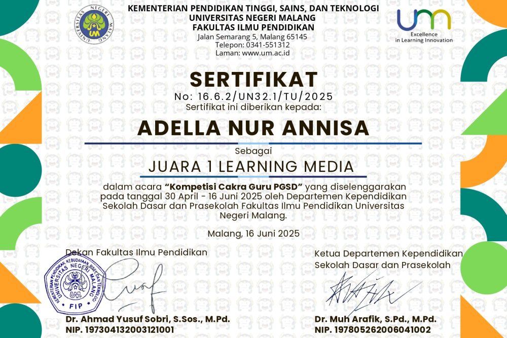 Tiga Mahasiswa PGSD FKIP Unpas Sapu Bersih Juara 1 di Kompetisi Cakra Guru